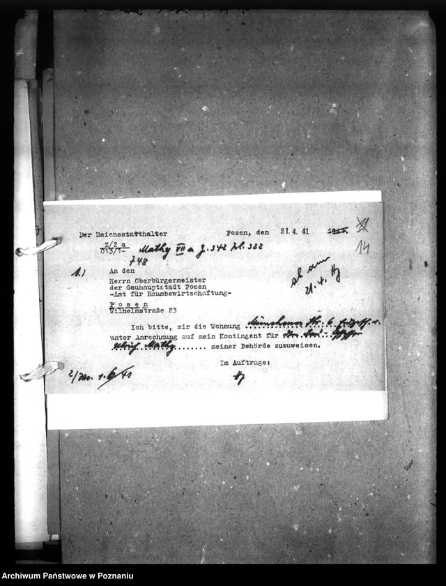 Obraz 17 z jednostki "Wohnungszuweisungen für Deutsche. Verdrängung der Polen."