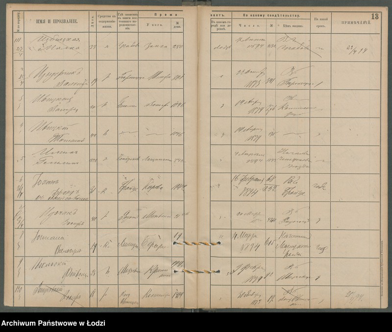 Obraz 15 z jednostki "[Księga ludności niestałej m. Łodzi lit. I]"