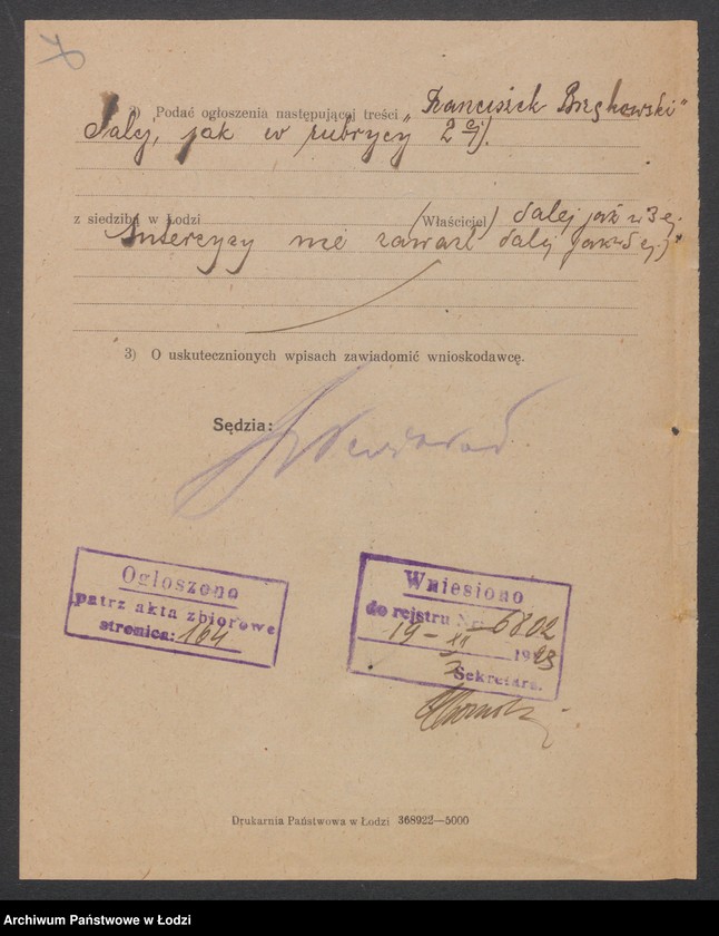 Obraz 9 z jednostki "Franciszek Brzękowski – sklep rzeźniczy"