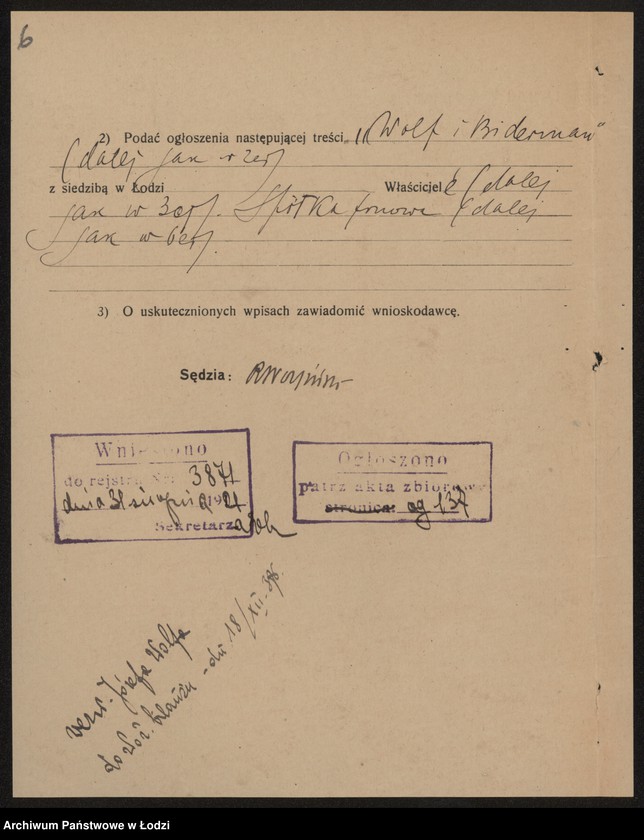 Obraz 8 z jednostki "Józef Wolf, Bronisław Biederman – hurtowy handel meblami"