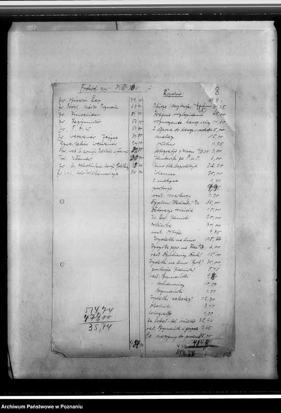 Obraz 13 z jednostki "Sprawy budżetowo-finansowe - zestawienia budżetowe, rachunki, blok kasowy, korespondencja"