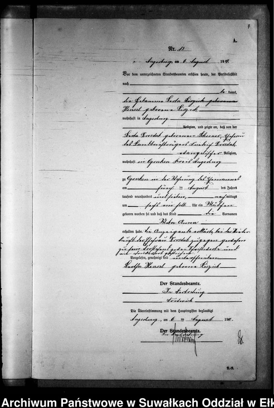 image.from.unit.number "[Geburts-Neben-Register des Preussischen Standes-Amtes Gr. Strengeln Kreis Angerburg]"