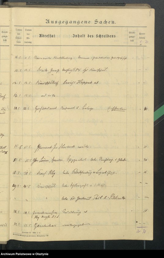 image.from.unit.number "Geschäfts Tagebuch Register der anausgegangenen Schreiben"