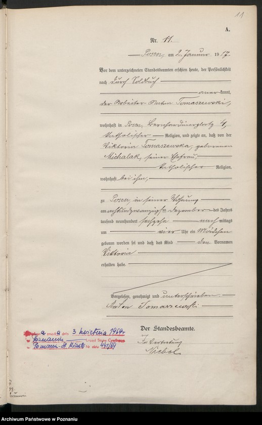 Obraz 13 z jednostki "Księga miejscowa urodzeń tom I [Rejestr główny urodzeń]"