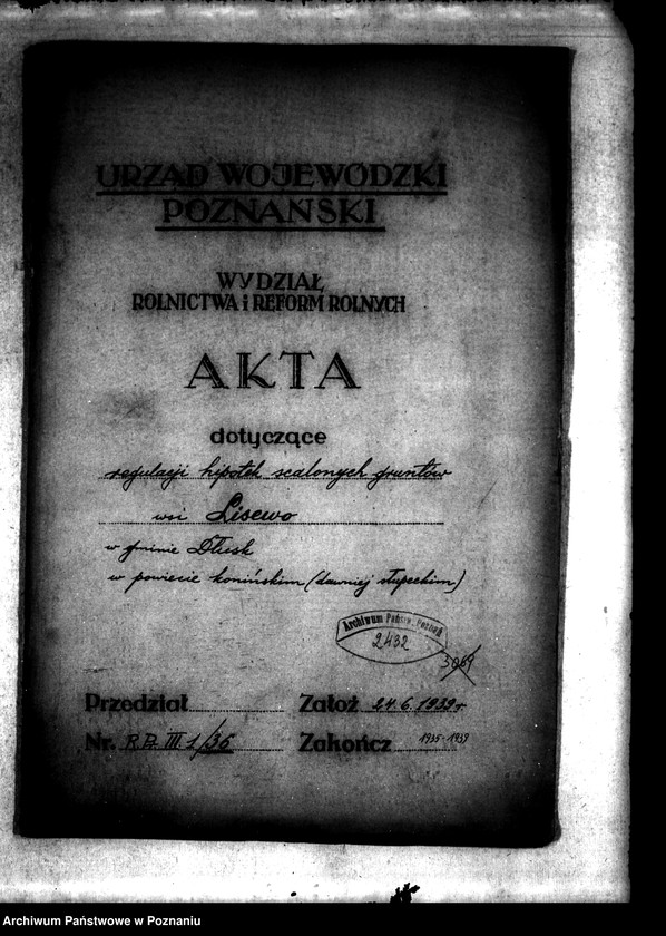 Obraz 4 z jednostki "Regulacja hipoteczna scalonych gruntów wsi Lisewo powiatu konińskiego"