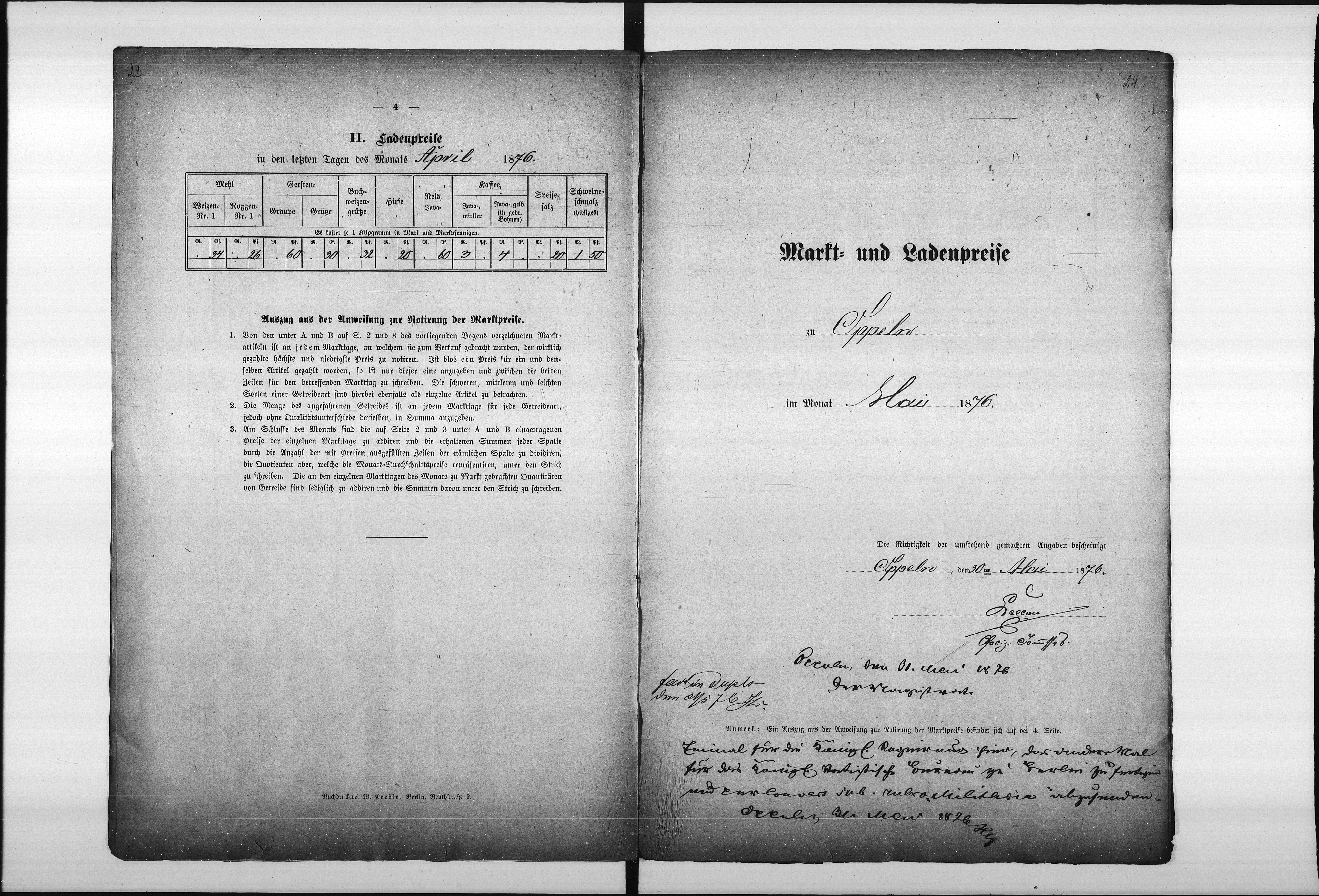 Obraz 18 z jednostki "Acta des Magistrats zu Oppeln betreffend Marktpreis-Tabellen"