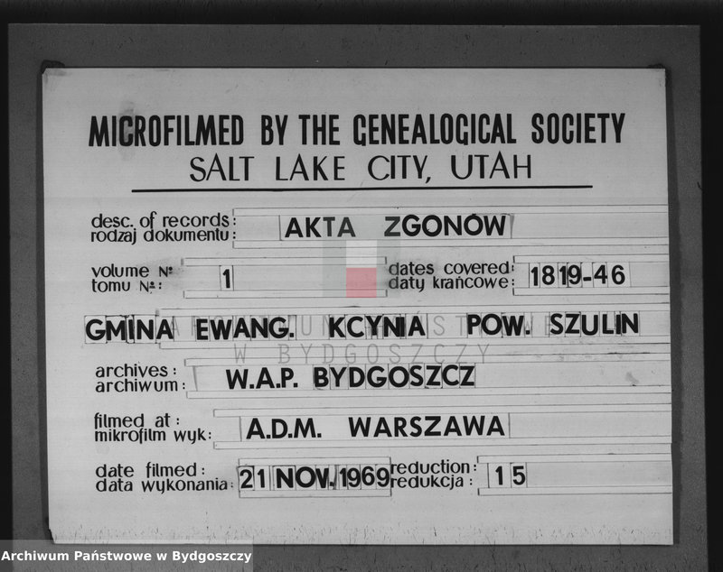 image.from.team "Akta metrykalne ewangelicko-unijnej gminy wyznaniowej w Kcyni, pow. Szubin"