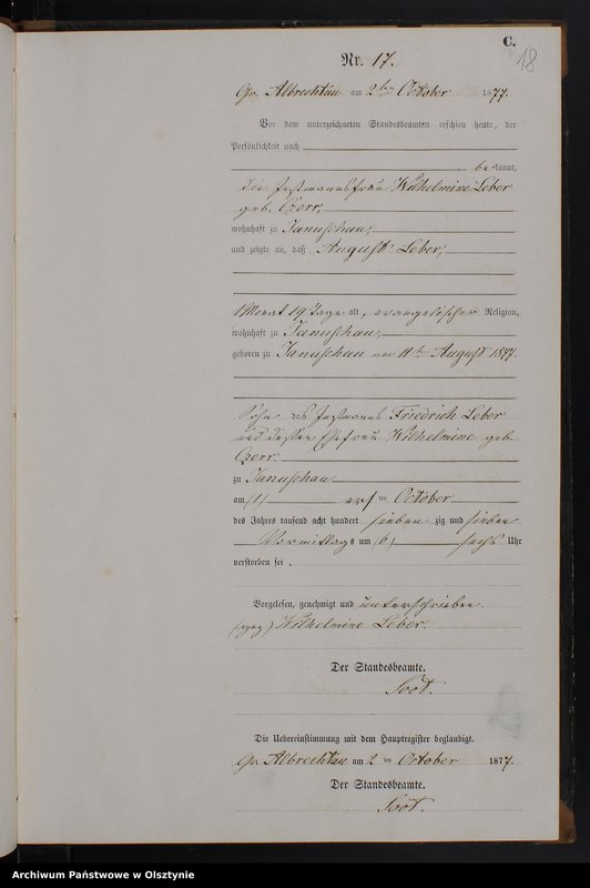 Obraz 20 z jednostki "Sterbe-Neben-Register Nr 1 - 22"