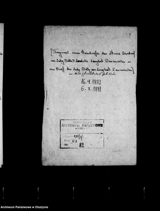 image.from.unit.number "/Fragment eines Reisenbriefes der Annie Lehndorff aus Lady Bath