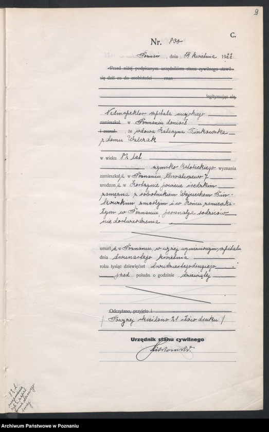 Obraz 11 z jednostki "Księga miejscowa zgonów tom II [Rejestr główny zgonów]"