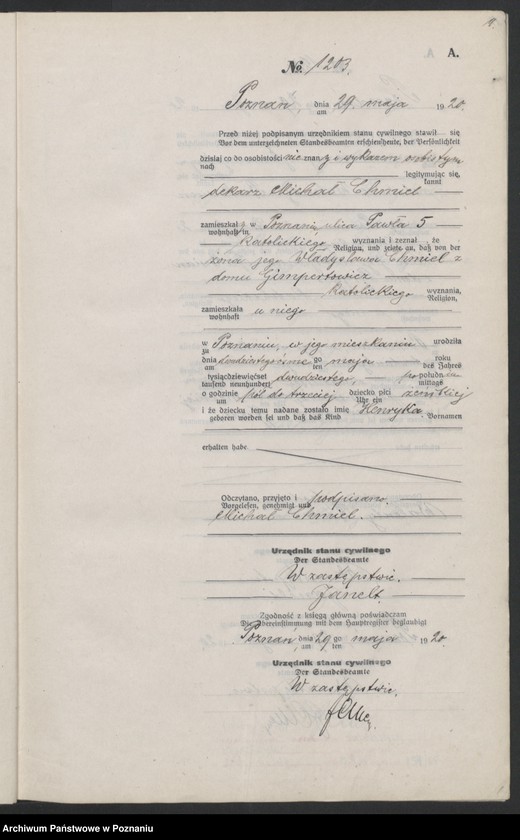 Obraz 13 z jednostki "Księga urodzeń odpis tom IV [Rejestr poboczny urodzeń]"