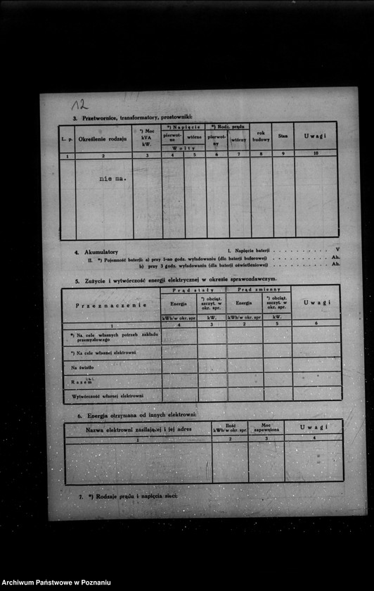 Obraz 16 z jednostki "Kwestionariusz Gazowni Miejskiej w Jutrosinie powiat rawicki"