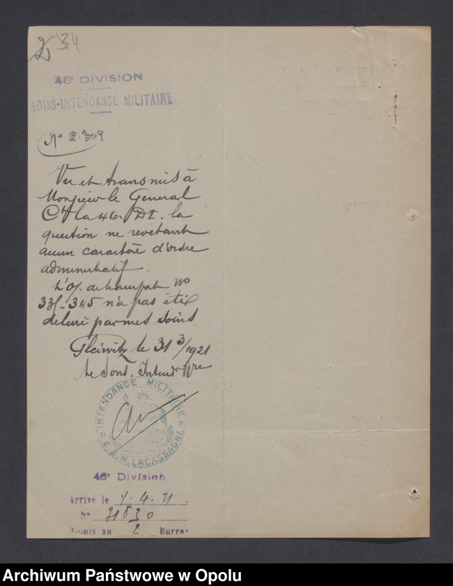 image.from.unit.number "/Korespondencja w sprawie kontroli, rewizji i dochodzeń wobec różnych osób-nielegalny pobyt, kolportaż prasy/ III 1921"