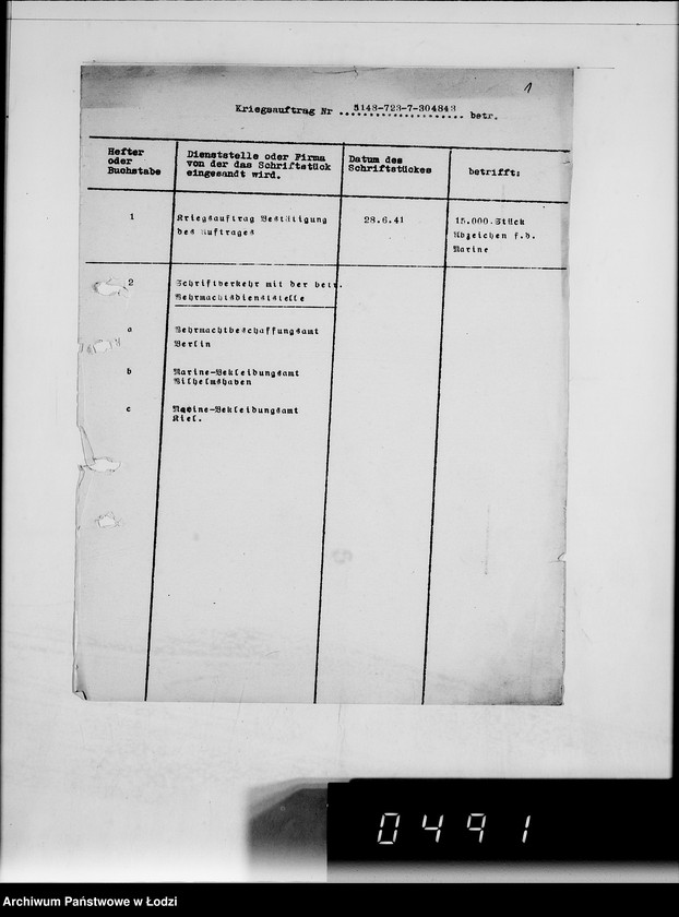 Obraz 5 z jednostki "Kriegsauftrag 5148-723-7-304843 Abzeichen f.Marine 15"