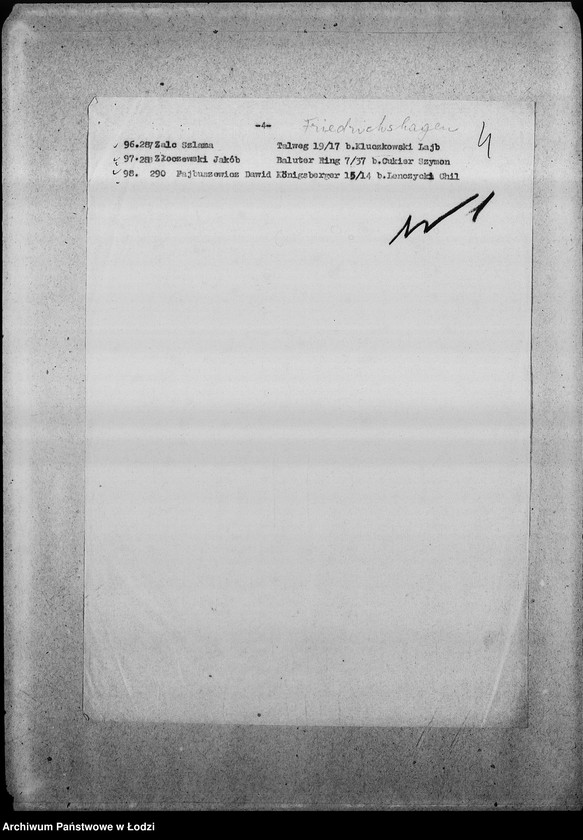 Obraz 7 z jednostki "[Pisma z Wydziału Prezydialnego, z Centralnego Więzienia i Wydziału Pracy zawiadamiające o przyjeżdżających i wyjeżdżających Żydach]"