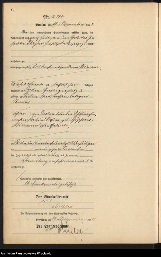 image.from.unit.number "Sterbe-Neben-Register Breslau I 1892 Band 8"