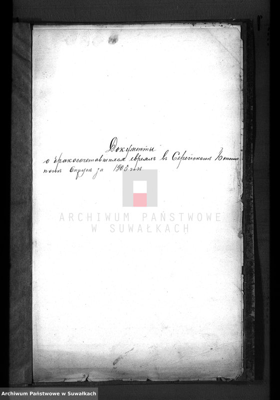image.from.unit.number "Dokumenty o brakočetavšichsja evrejach v Serejskom božničnom Okruge za 1905 god       ."