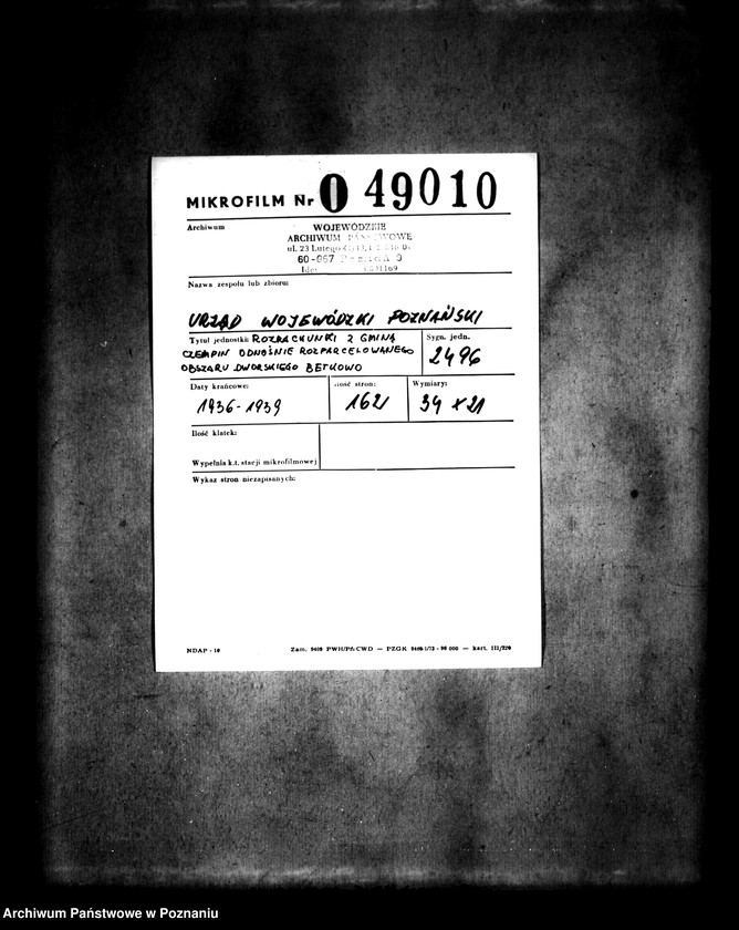 Obraz 2 z jednostki "Rozrachunki z gminą Czempiń odnośnie rozparcelowanego obszaru dworskiego Betkowo"