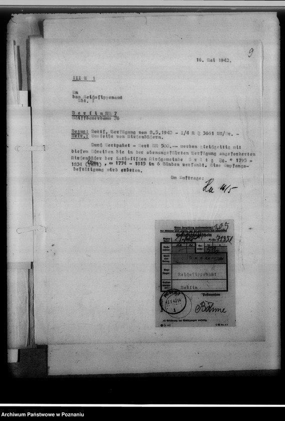 Obraz 13 z jednostki "[Korespondencja w sprawie wypożyczenia ksiąg kościelnych]"