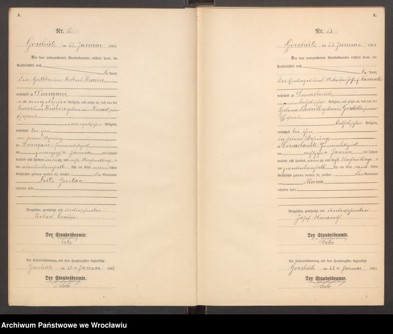 Obraz 9 z jednostki "księga urodzeń Urzędu Stanu Cywilnego w Goszczu (Goschütz) 1898"