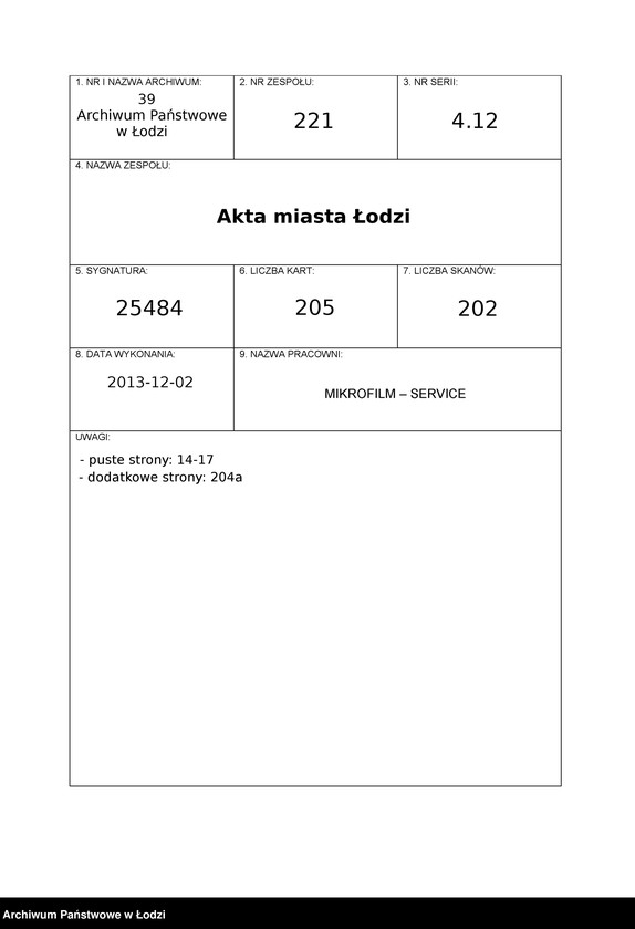 Obraz 1 z jednostki "Księga kontroli ruchu ludności (rejestr osób opuszczających gminę) Łódź, komisariat VII, nr 4282-4531, nr 1-4042"