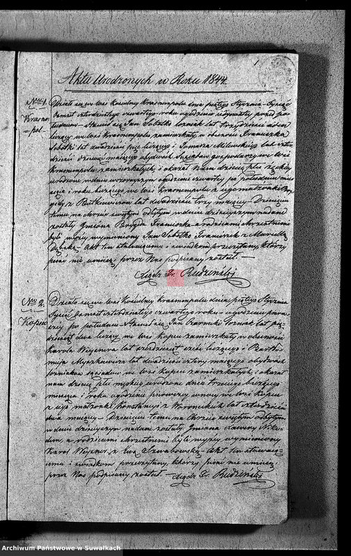 image.from.unit.number "Duplikat Akt Urodzonych, Zaślubionych i Umarłych Parafii Krasnopolskiey z Roku 1844."