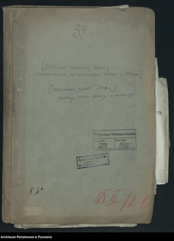 Obraz 2 z jednostki "[Statystyka produkcji rolnej - wynagrodzenia za oszacowanie plonów w 1919 roku]"