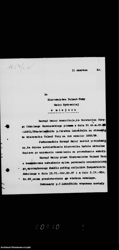 Obraz 9 z jednostki "Sprawy Talmud Tory przy ul. Goplańskiej N. 26"