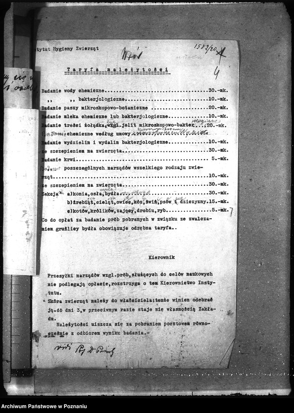 Obraz 8 z jednostki "Instytut Higieny Zwierząt w Bydgoszczy Taryfa opłat"