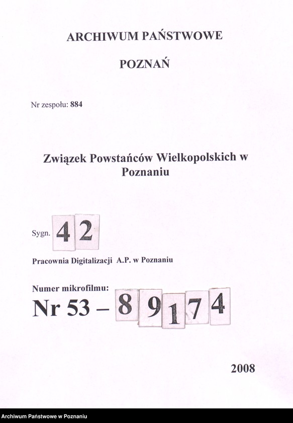 Obraz 1 z jednostki "Imienny spis powstańców frontu zachodniego."