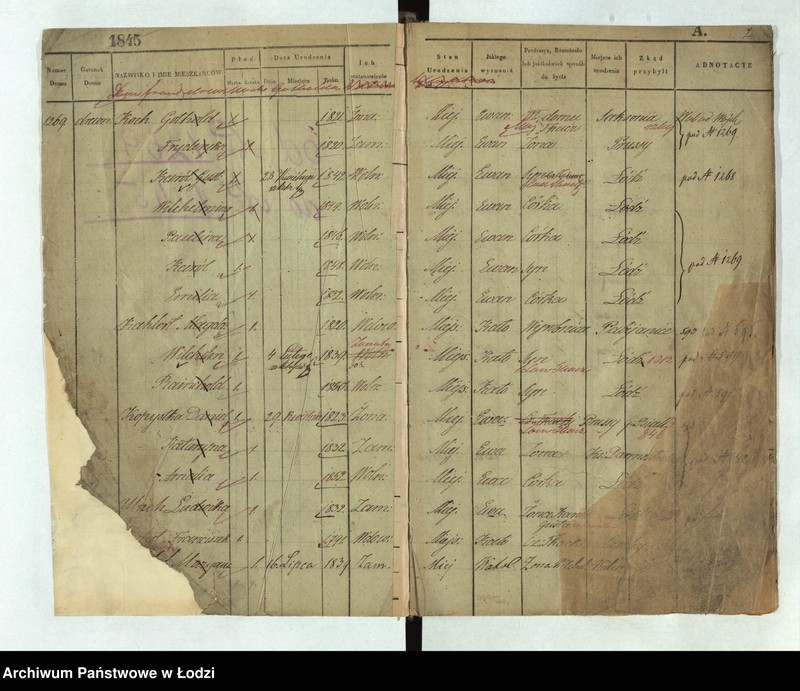 Obraz 3 z jednostki "[Księga ludności stałej Łódź nr 1269-1445]"