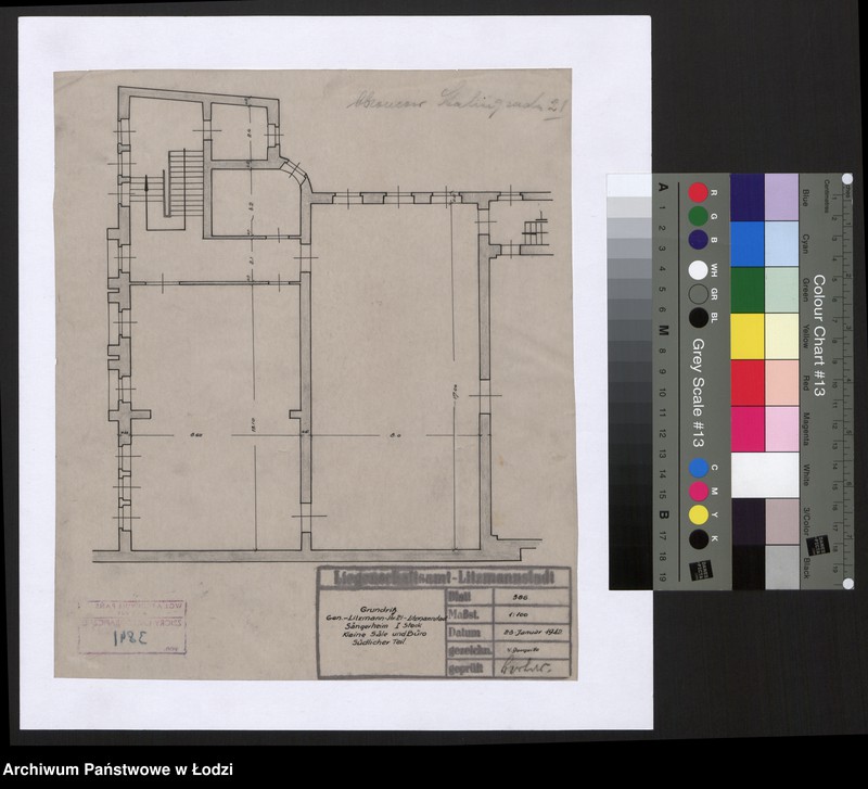 Obraz 1 z jednostki "Grundriß General Litzmann Strasse 21 Litzmannstadt. I Stock"