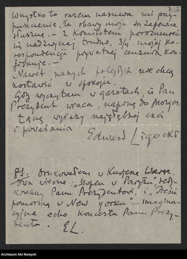 image.from.unit.number "Ligocki Edward (publicysta); Załączniki: wiersze: a) "Pieśń pomorska w Nowym Jorku" (wycinek prasowy); b) "Ignacy Jan Paderewski przed królewską trumną" (maszynopis); c) wycinek prasowy; L.5"