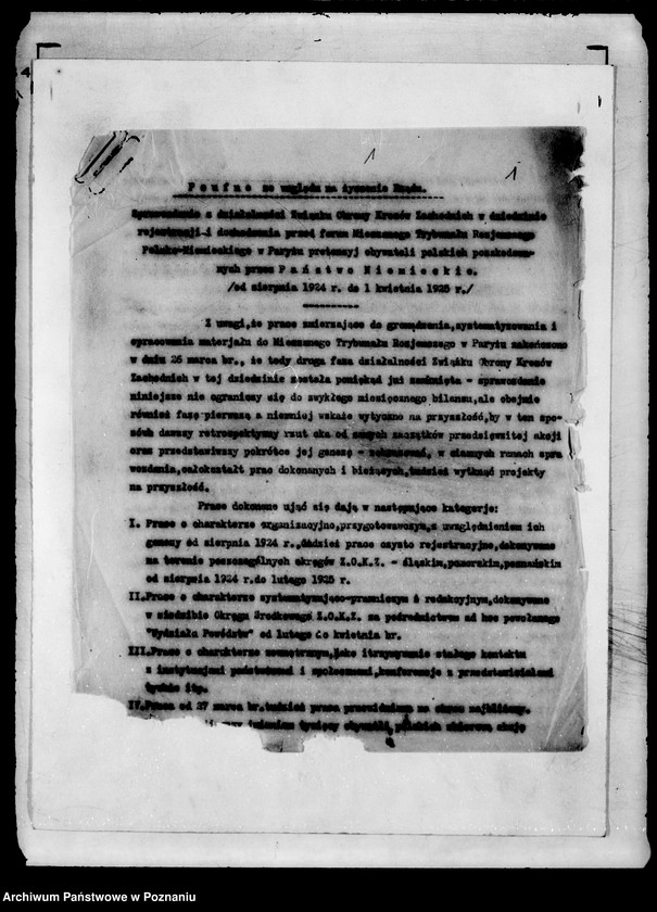 Obraz 5 z jednostki "/Sprawozdanie z działalności Związku Obrony Kresów Zachodnich w dziedzinie rejestracji i dochodzenia pretensji obywateli polskich poszkodowanych przez państwo niemieckie/"