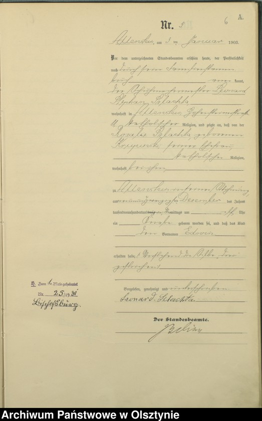 image.from.unit.number "Geburts-Haupt-Register Tom I,Nr - 399"