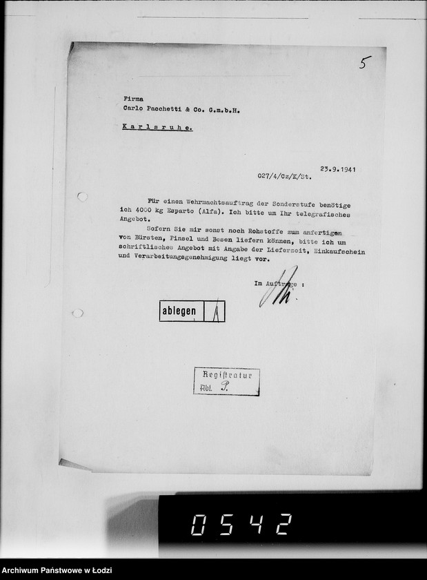 Obraz 9 z jednostki "[Korespondencja z urzędami, instytucjami i firmami] Lit.Pa-Qu"