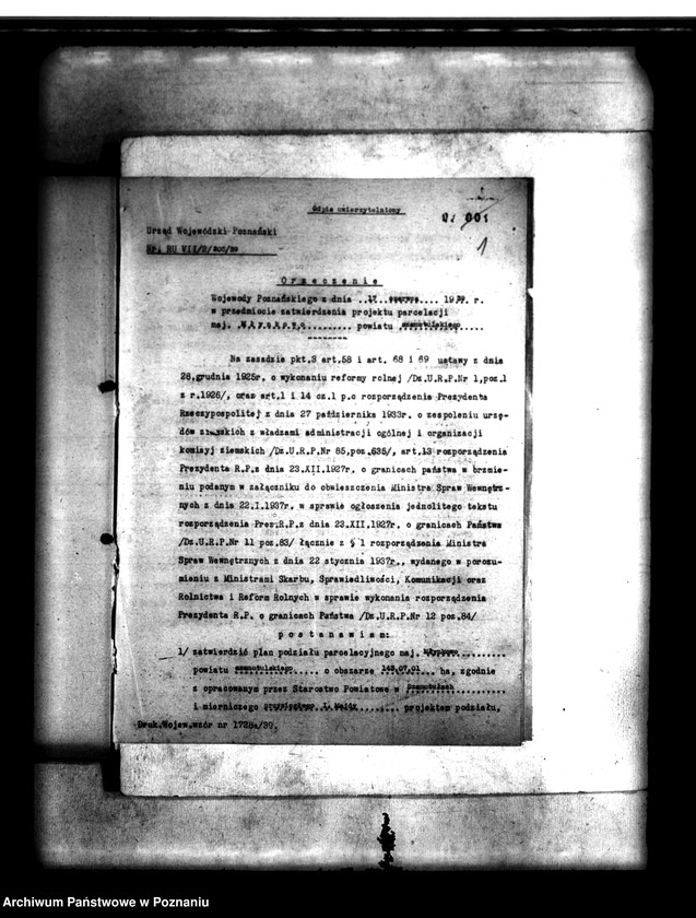 image.from.unit.number "Orzeczenie wojewody poznańskiego, zatwierdzenie projektu parcelacji majątku Młynkowo powiatu szamotulskiego"