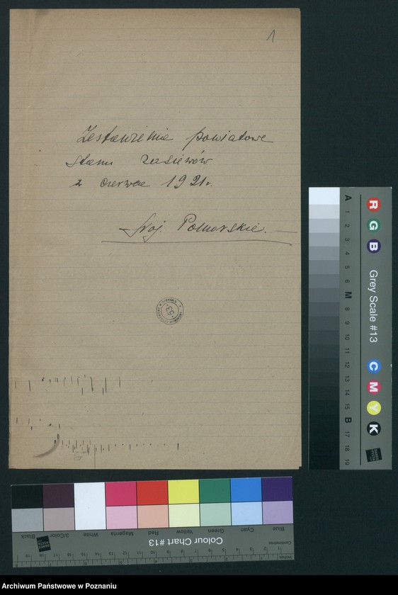 Obraz 3 z jednostki "[Zestawienie powiatowe stanu zasiewów z czerwca 1921 w województwie pomorskim]"
