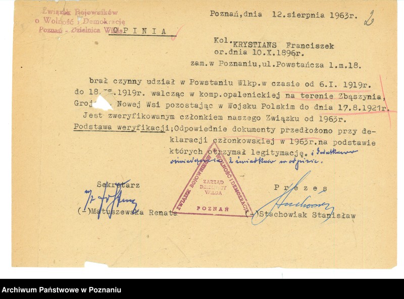 Obraz 19 z jednostki "Życiorysy powstańców wielkopolskich: K - tom Xll /Krystians Franciszek - Kubiak Jan/."