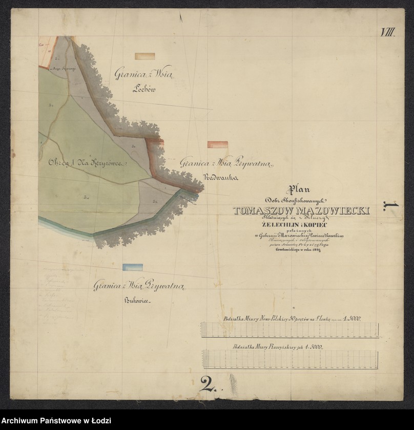 Obraz 5 z jednostki "Plan dóbr skonfiskowanych Tomaszów Mazowiecki składających się z kluczy Żelechlin i Kopiec położonych w gubernii mazowieckiej powiecie rawskim"