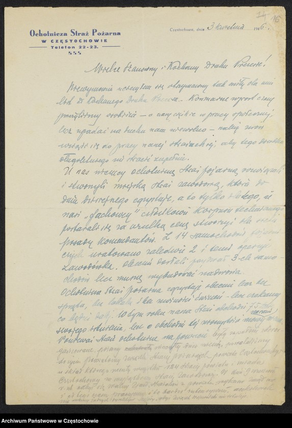 image.from.unit.number "[Sprawa przywrócenia działalności Ochotniczej Straży Pożarnej w Częstochowie po 1945 roku-korespondencja z Prezydentem Miasta]"