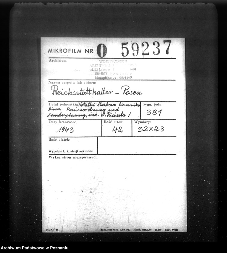 Obraz 2 z jednostki "Notatki służbowe kierownika biura Raumordnung und Landesplanung, inżynier W. Richerta"