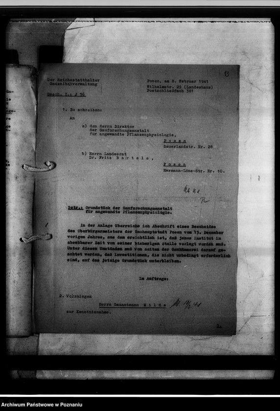 Obraz 17 z jednostki "Gauversuchsanstalt für Pflanzphysiologie Verlegung der Anstalt."