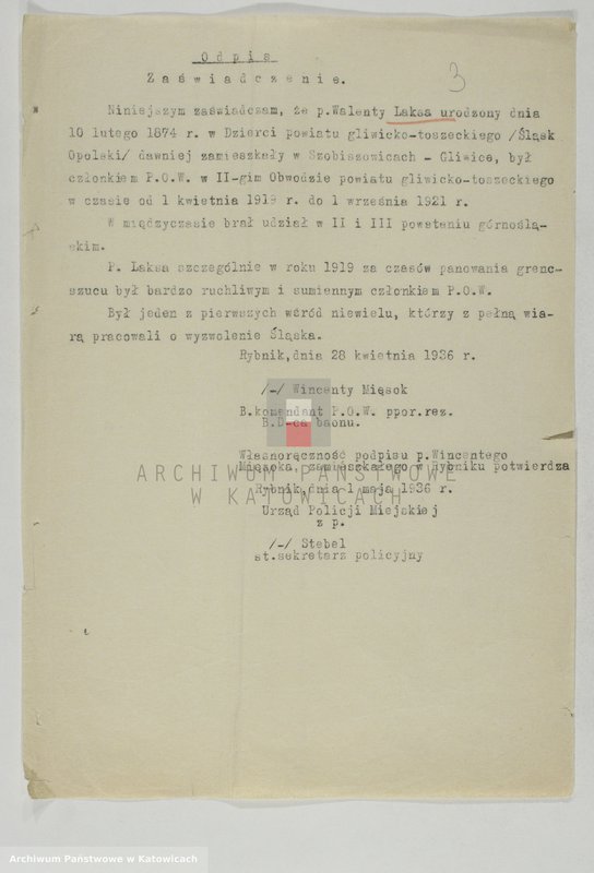 Obraz 6 z jednostki "Zaświadczenia o udziale w powstaniach śląskich, t. II"