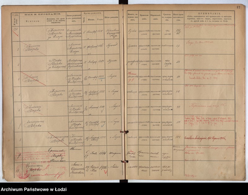 Obraz 10 z jednostki "[Księga ludności stałej m. Łodzi guberni piotrkowskiej nr domu 893-903]"