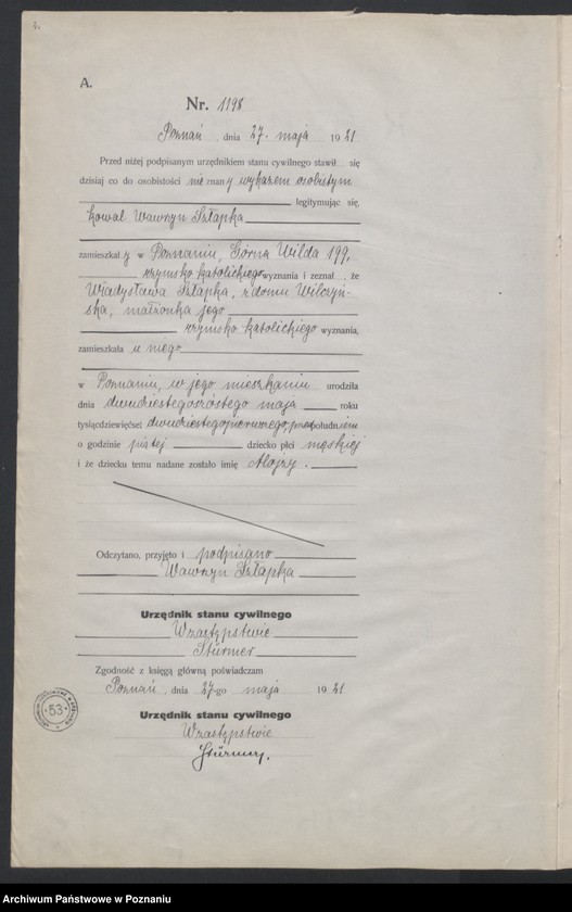 Obraz 4 z jednostki "Księga urodzeń odpis tom IV [Rejestr poboczny urodzeń]"