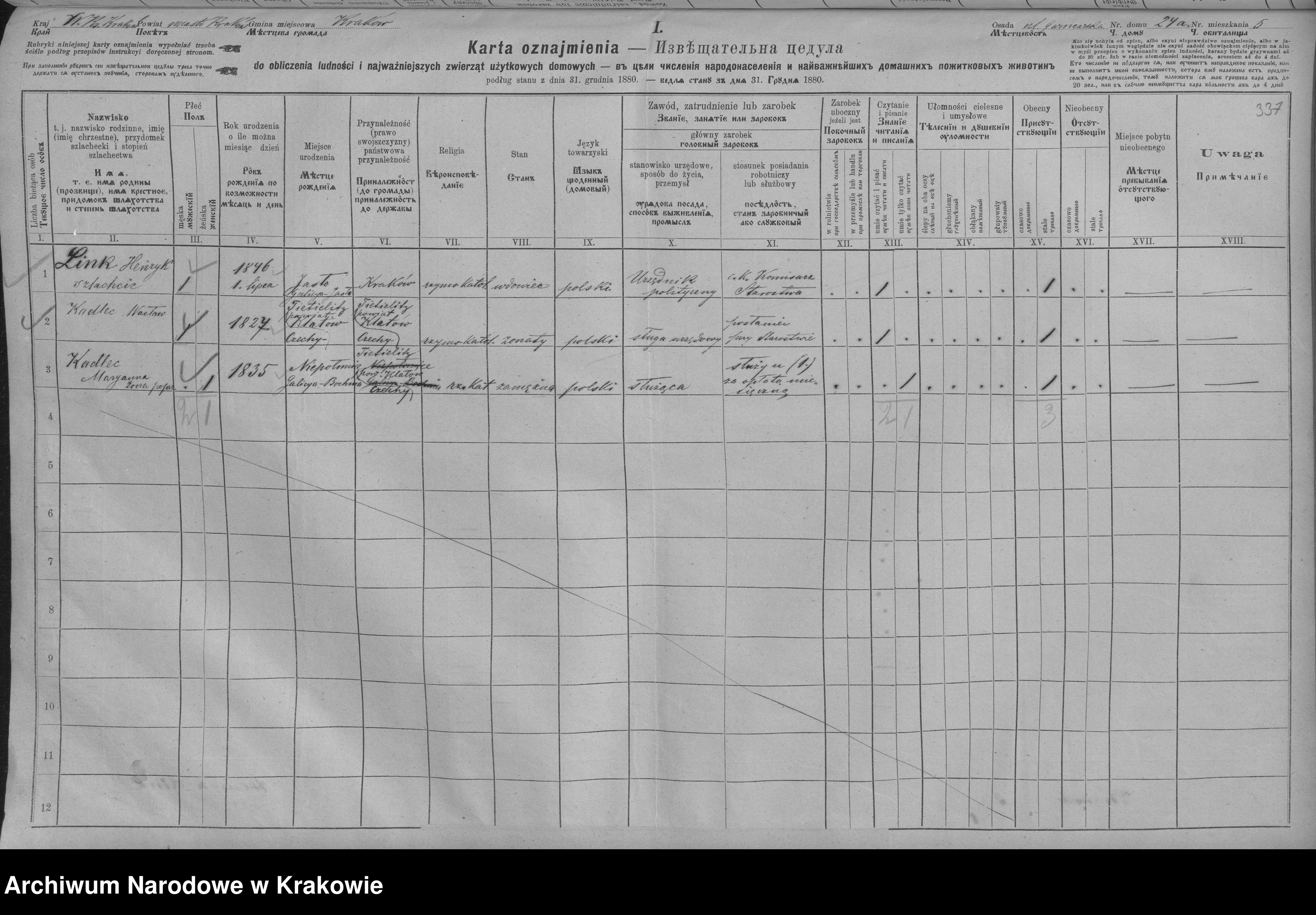 Skan z jednostki: Spis ludności 1880, Dz. IV, nr 1-86, T. 10