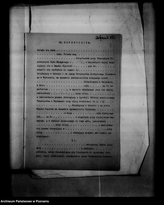 Obraz 12 z jednostki "Towarzystwo Kredytowo-Ziemskie w Warszawie, nabywanie nieruchomości w trybie art. 8 ust. O wykonaniu reformy rolnej"