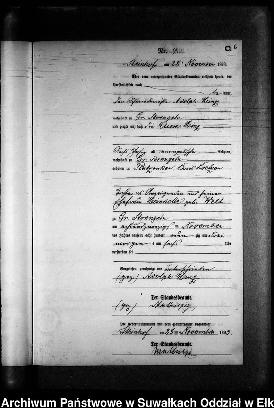 image.from.unit.number "Sterbe-Neben-Register des Preussischen Standes-Amtes Gr. Strengeln Kreis Angerburg"