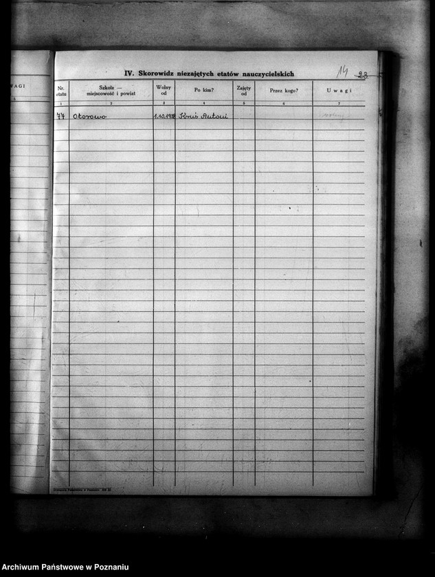 Obraz 18 z jednostki "Księga ewidencyjna szkół i etatów w powiecie szamotulskim"